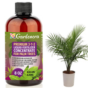 Gardenera front label of 8oz palm fertilizer showing product clarity and organic benefit