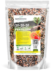 GARDENWISE front package showing 3 quarts and balanced nutrients for easy storage