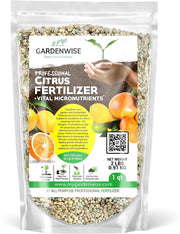 GARDENWISE front packaging showing citrus fertilizer benefits