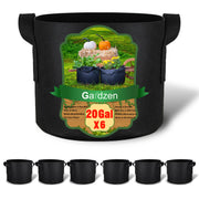 Gardzen front view of six 20 gallon grow bags showing durable construction and value