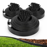 Gardzen packaging showing three 33ft strips and 120 spikes, tidy storage benefit