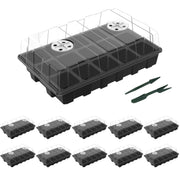 Gardzen front view of 5-pack showing bases and lids for organized seed starting