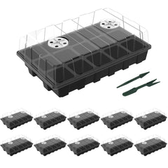 Gardzen front view of 5-pack showing bases and lids for organized seed starting