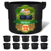 Gardzen front view of 10-pack grow bags showing size and set