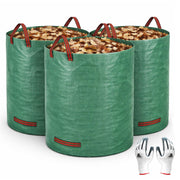 Gardzen front view of three reusable garden waste bags showing capacity and strength