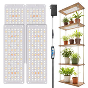 Garpsen front view 4-panel grow light showing full fixture and brackets, boosts indoor growth