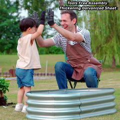Gartist assembled planter front angle demonstrating sturdy galvanized structure