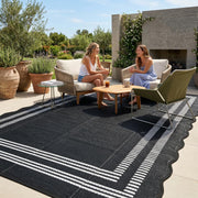 Garvee rug front view showing geometric pattern and waterproof benefit