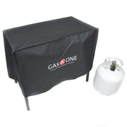 Gas One front view cover fitted on double burner protecting from elements