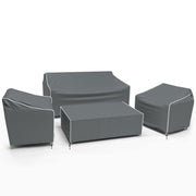 Gasadar front view of full four-piece set protecting patio furniture benefit: complete coverage