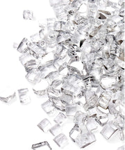 GASPRO clear fire glass pile top view showcasing reflective sparkle and modern finish