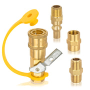 GASPRO front view of four brass quick connect fittings showing kit contents and convenience