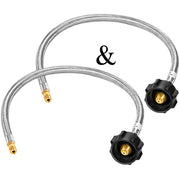 GasSaf front view of 24 inch propane hose showing connector and braid benefits