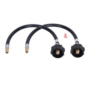 GasSaf front view of 12-inch pigtail hose shows compact, ready-to-use connector benefit