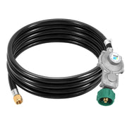 GasSaf front view of regulator and hose showing full assembly and easy setup benefit
