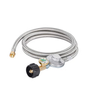 GasSaf regulator hose front view showing full 6ft length and gauge for easy monitoring