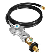 GasSaf regulator front assembly showing gauge and hose for reliable gas delivery