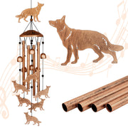 GDNSFIT front view of German Shepherd wind chime showing silhouette and charm
