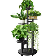 GEEBOBO front view of five-tier plant stand showing space-saving benefit