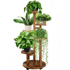GEEBOBO front view of 5-tier stand showing vertical plant display and stability