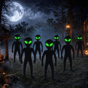 Geelin front display of six alien yard signs showing tall silhouettes and curb appeal