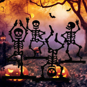 Geelin front view of four skeleton yard signs showing ready-to-place stakes and compact packaging benefit