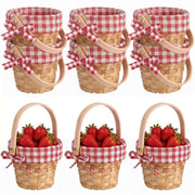 Geelin front view showing six red gingham lined baskets for charming storage