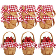 Geelin mini picnic baskets front view showing set of six and rustic appeal
