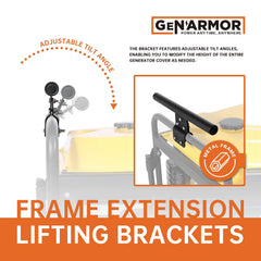 GENARMOR brackets installed on a generator demonstrating improved clearance benefit