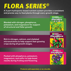 General Hydroponics FloraGro bottle close-up showing nutrient concentration for vigorous foliage