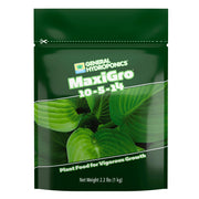 General Hydroponics MaxiGro front packaging showing product and benefits