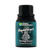 General Hydroponics RapidStart front bottle showing compact packaging and clarity benefit