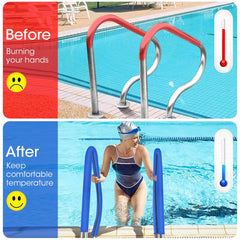 Generic cover installed on pool ladder showing improved traction and safety benefit