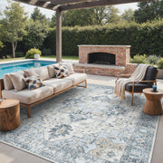 GENIMO 8x10 front view showing boho floral and light-blue tone for welcoming patios
