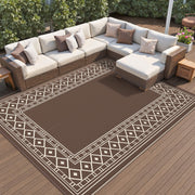 GENIMO front view of 8'x10' rug showing geometric design and neutral color for curb appeal