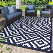GENIMO front view showing blue white reversible pattern and patio appeal