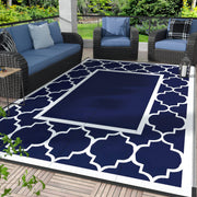 GENIMO front view of 5'x8' blue white rug showing pattern and curb appeal