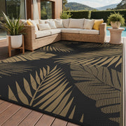 GENIMO front view 8x10 black brown rug showing full patio coverage and style