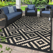 GENIMO front view showing black beige rug and clear durable finish