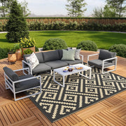 GENIMO outdoor rug front view showing black beige pattern and durable finish