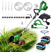 GenorLexa front view showing full cordless weed wacker and ergonomic frame for versatile trimming