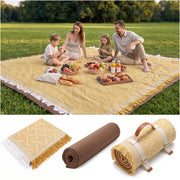 Genovega front view yellow blanket showing full 80x80 size and bright color for family comfort