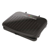 George Foreman front view showing compact family grill and quick setup benefit