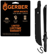 Gerber machete front profile showing blade and balance for efficient cutting