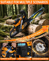 Getell saw cutting a log demonstrating efficient on-site power