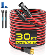 Gibbab front view of 30ft XT60 solar charging cable showing full assembly and reach