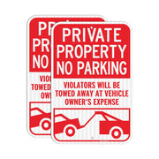 GicnKeuz front view of two no parking signs showing clear warning