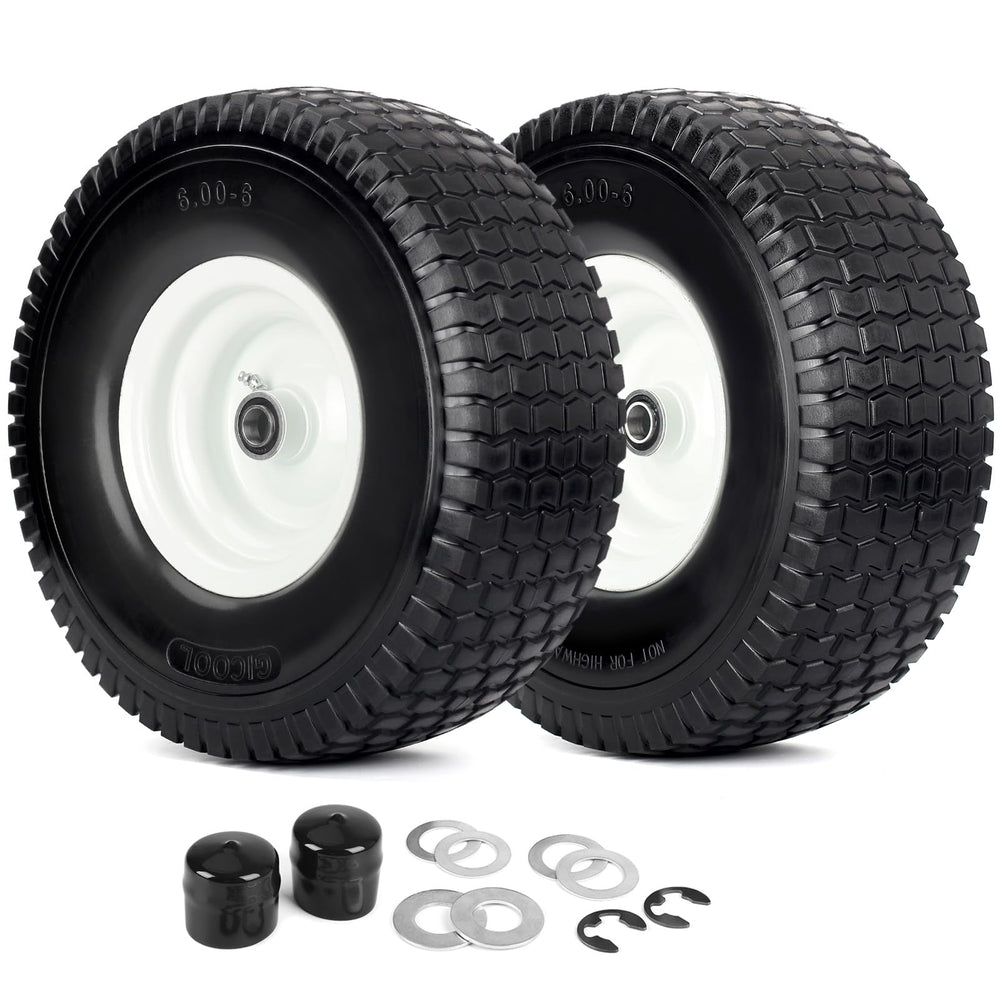GICOOL front view assembled wheel showing durable rim and solid tire, long-lasting performance