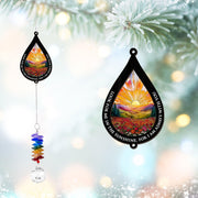 GIFTELIX front view suncatcher showing sunset design and engraved frame, evokes comfort