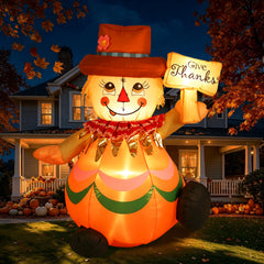 GIFTFIND inflatable next to porch rail showing scale and how it fits front yards